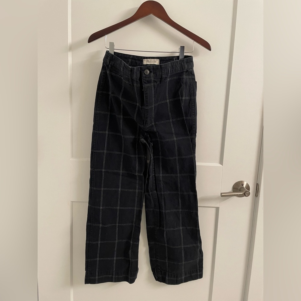 Madewell Wide-Leg Cropped Windowpane Jeans